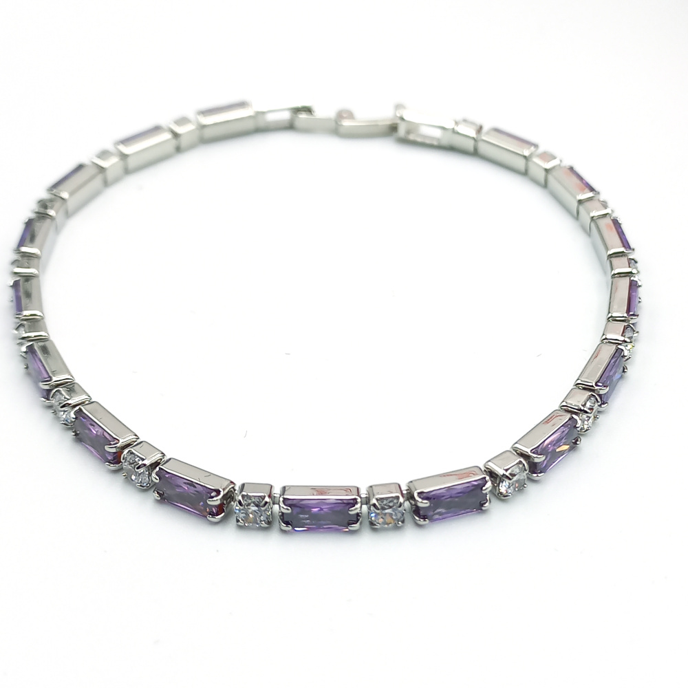Purple Rectangle Zirconia Tennis Bracelet