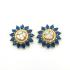 Gold plated royal blue and white american diamond studs