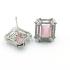 Elegant Pink Luxury Square Studs Silver Earrings